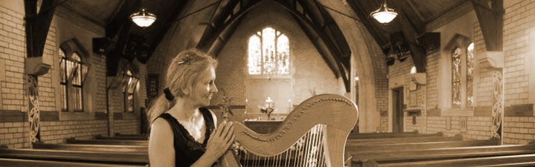 harp at wedding in church