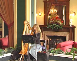 chateau tongariro gold harp for indoor wedding ceremony